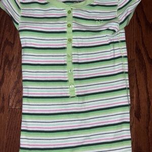 Justice Green White and Pink Striped Short-Sleeve Tee Sz 8